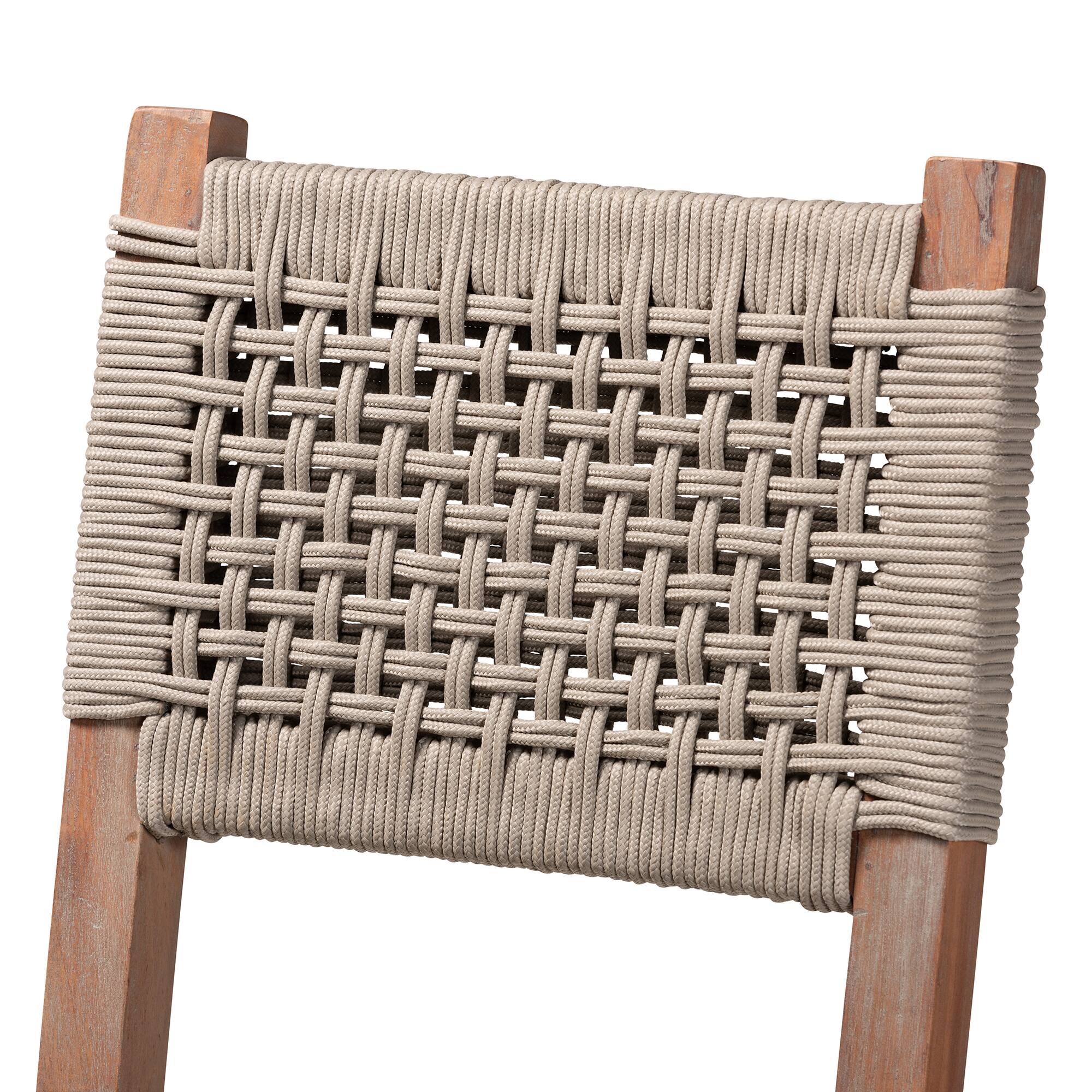 Alt View 1. bali & pari - Heyna Mid-Century Transitional Woven Rope Mahogany Counter Stool - Grey/Natural Brown.