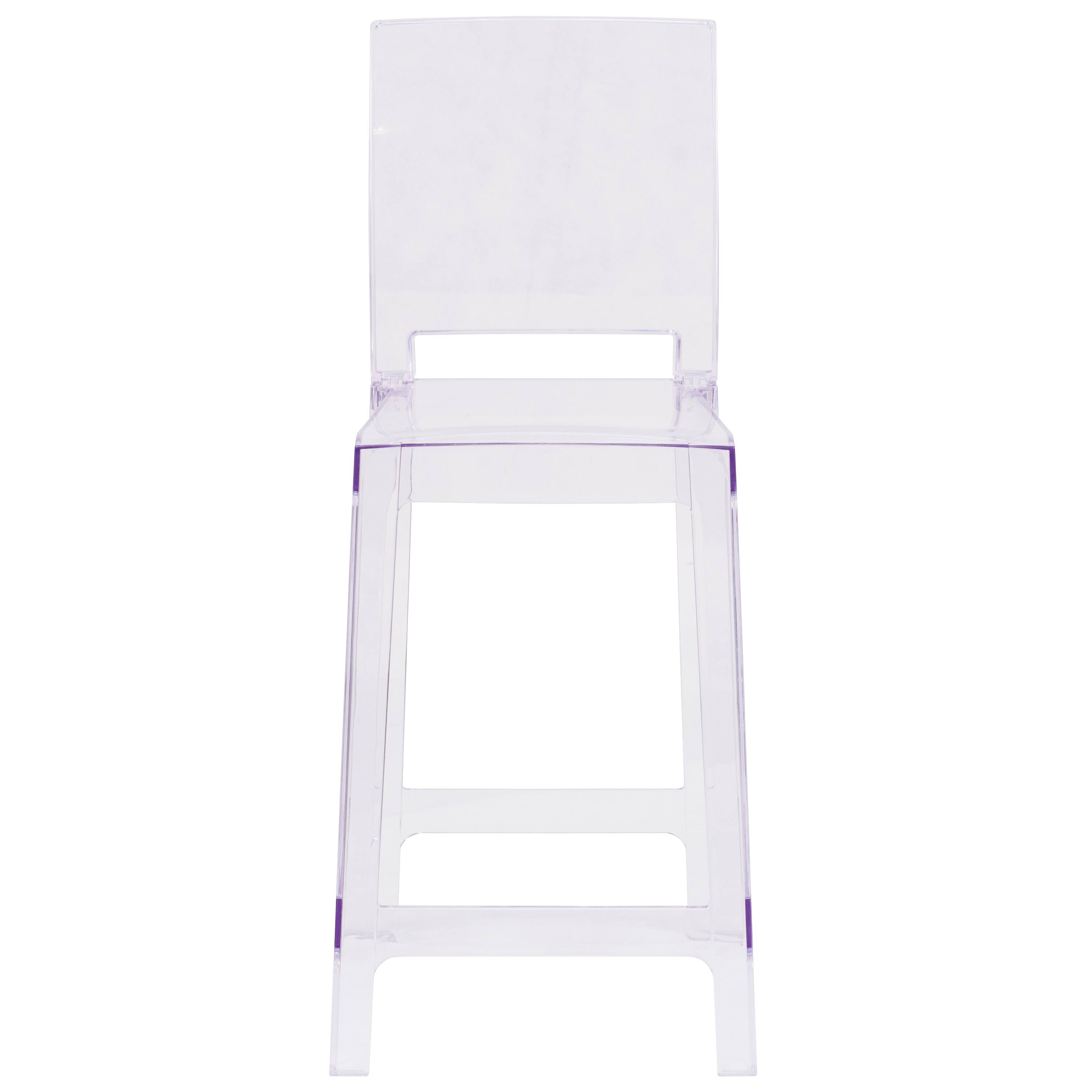 Alt View 7. Emma + Oliver - Ghost Counter Stool in Transparent Crystal with Square Back - Transparent Crystal.