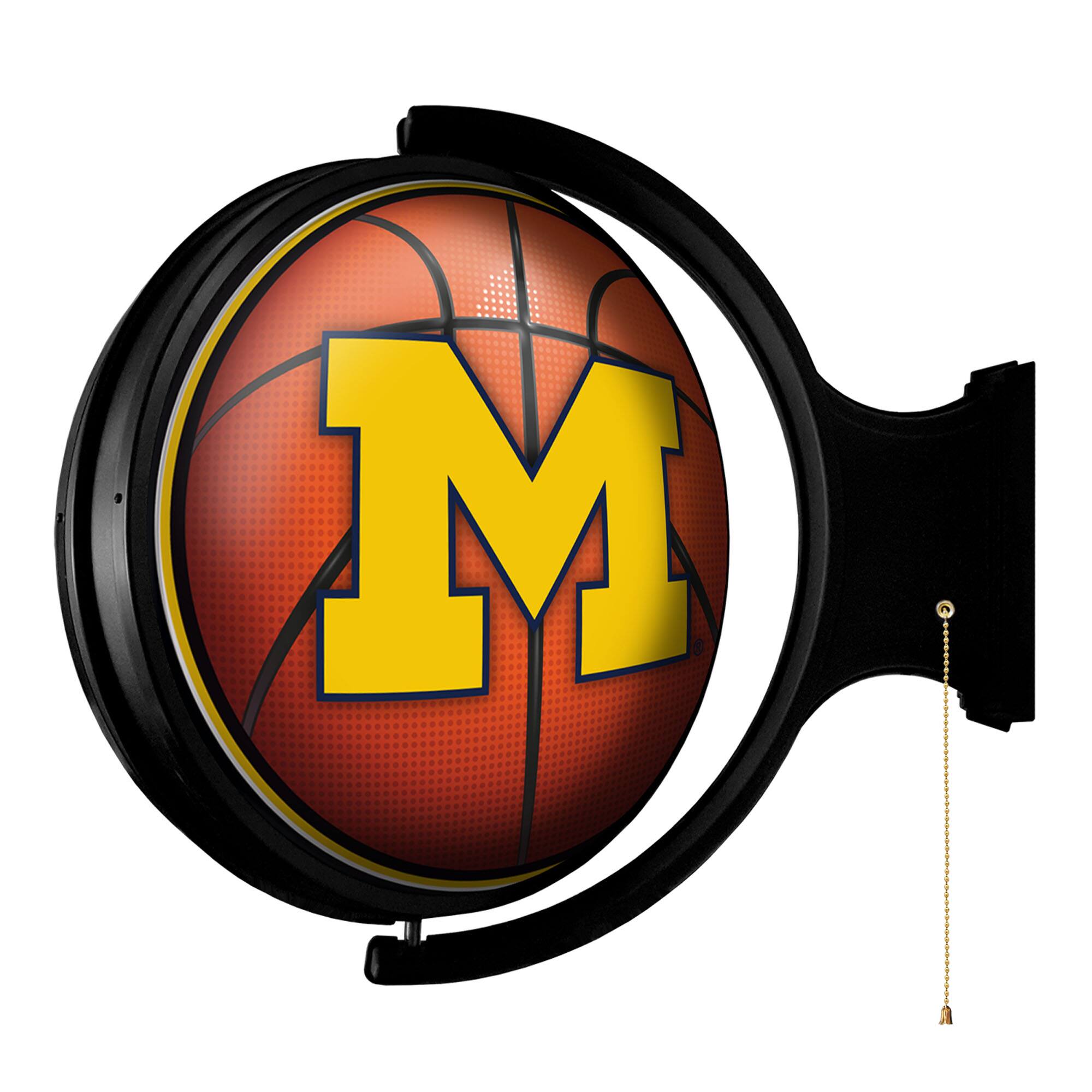 Alt View 1. The Fan-Brand - Michigan Wolverines Basketball 21'' x 23'' Rotating Lighted Wall Sign - Multicolor.