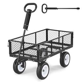 VEVOR - Garden Cart, 900 LBS, Heavy Duty Steel Yard and Garden Utility Wagon with 10-Inch Tires, Outdoor Gardening Stool - Black
