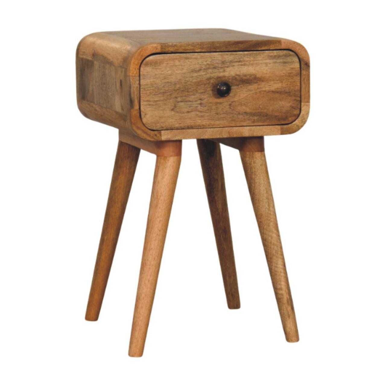 Left. Artisan Furniture - Artisan Furniture Solid Wood Avora Mini Oak-ish Nightstand with 1 drawer, Nordic Legs, Bown - Oak.