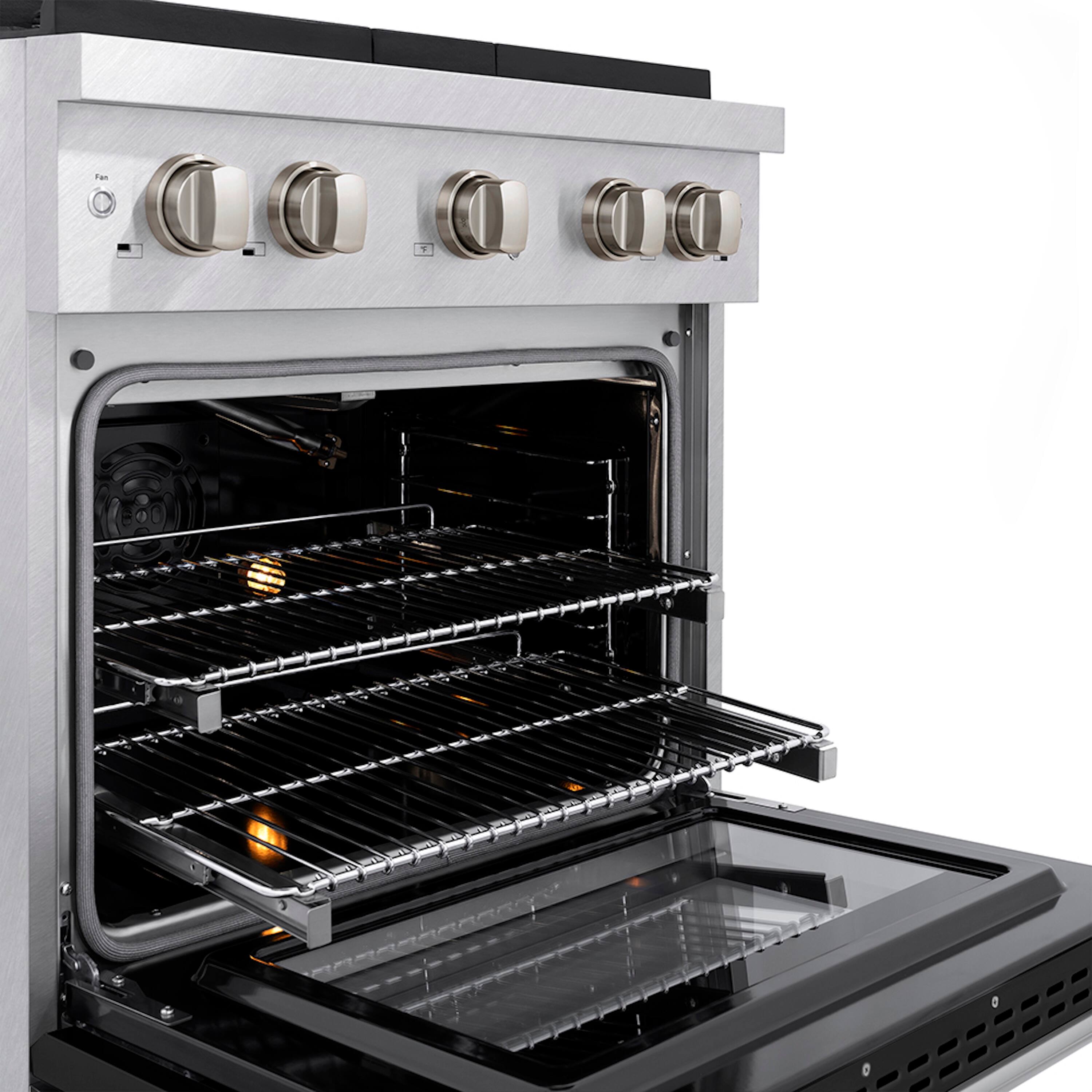 Alt View 14. ZLINE - 30 in. 4.2 cu. ft. Freestanding Paramount Gas DuoPro Range with Convection Oven - Satin Steel/Black Matte.