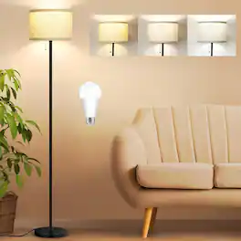Nordic Hygge - Floor Lamp for Living Room – Tall Standing Lamp with 3 Color Temperature LED Bulb