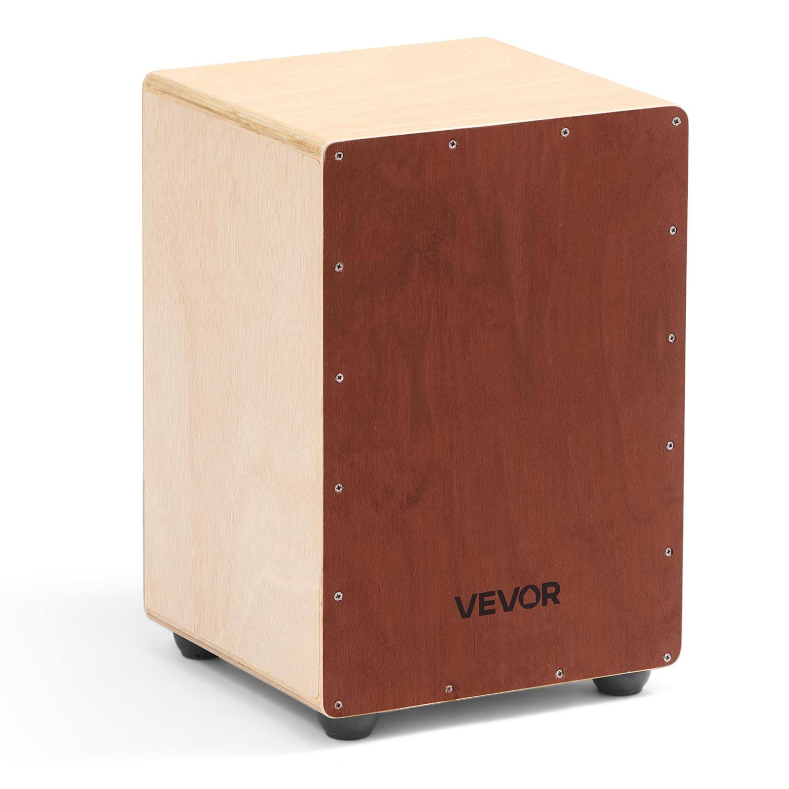 VEVOR - Cajon Box Drum, with Internal Snare Wires, Lightweight Wooden Percussion Box, Birch Wood Drum Musical Instrument - Natural Wood, Brown