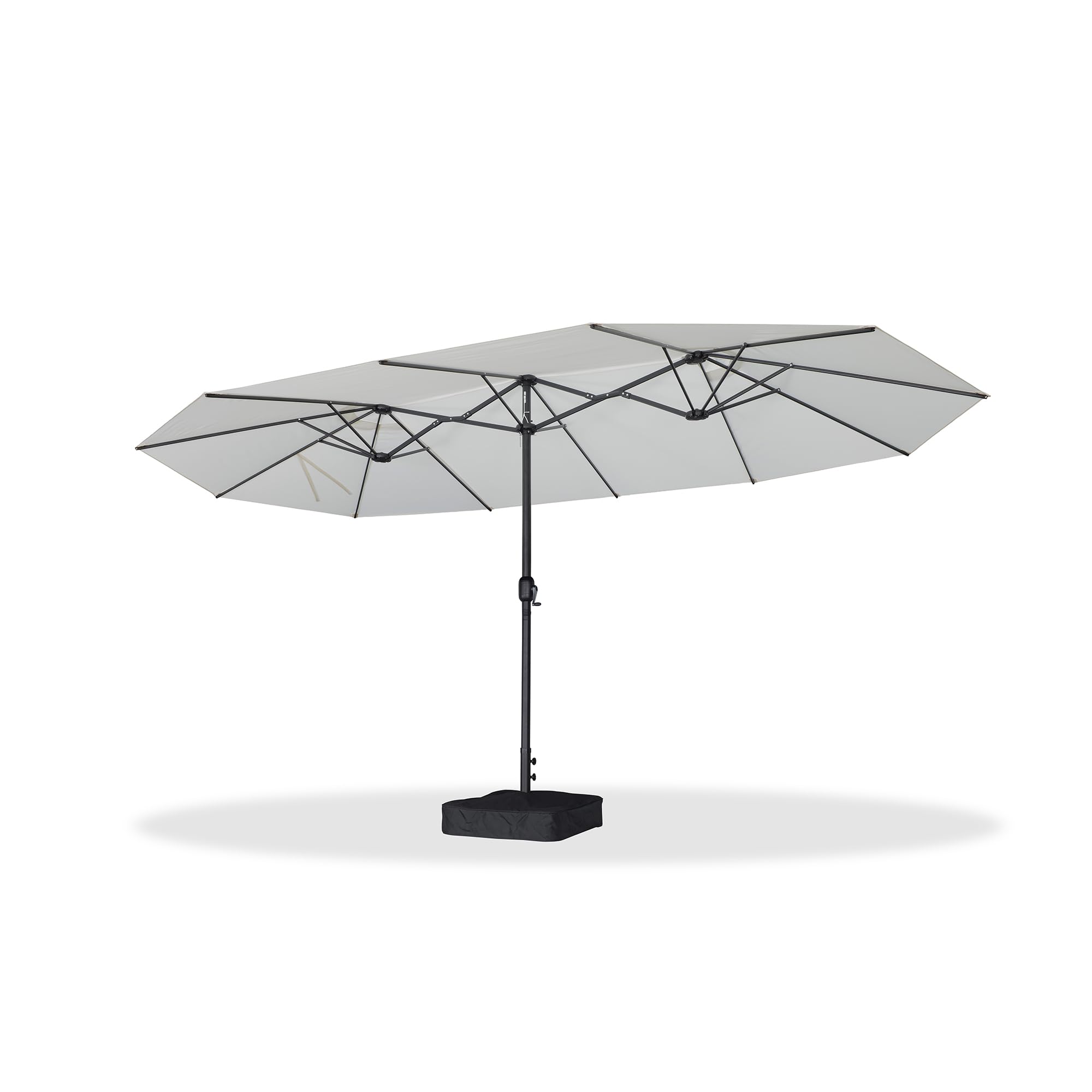 Alt View 7. PURPLE LEAF - 15 ft. Patio Market Umbrella with Base Double-Sided Outdoor Table Sun Umbrellas with Crank for Pool Beach Deck Backyard - White.