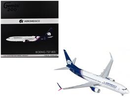 GeminiJets - Boeing 737-800 Commercial Aircraft AeroMexico (N957AM) Tail Gemini 200 Series 1/200 & Airplane - White with Dark Blue