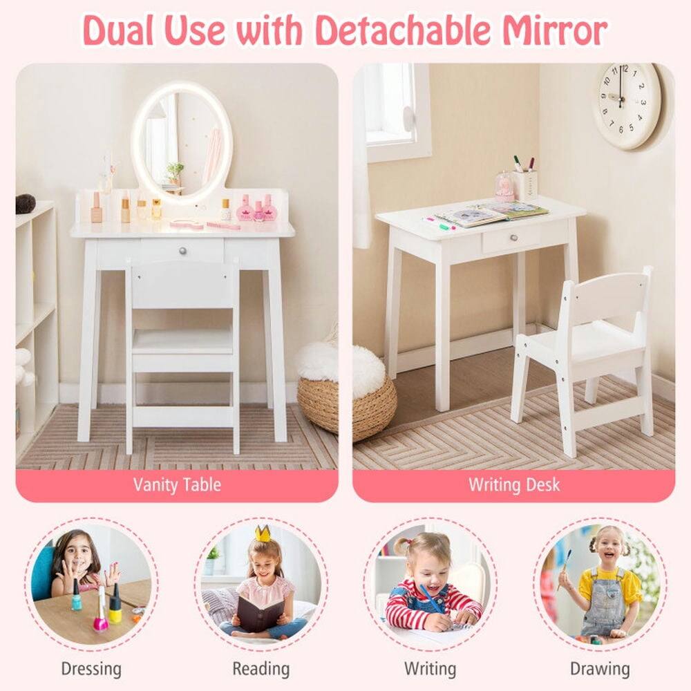Dual Use with Detachable Mirror

Vanity Table

Writing Desk

Dressing

Reading

Writing

Drawing