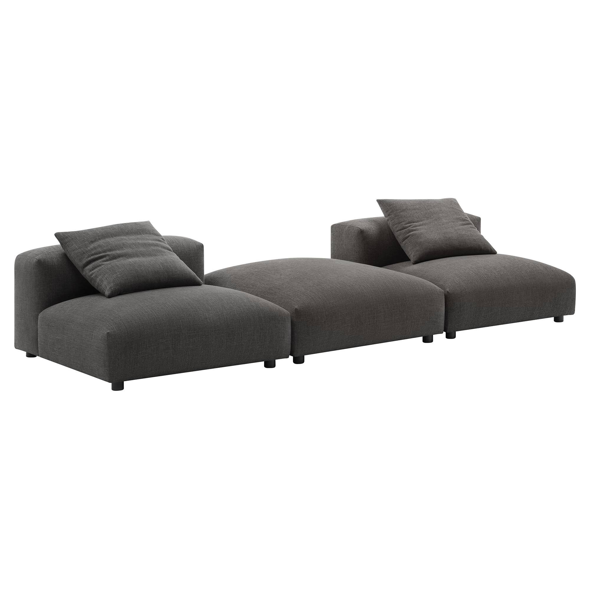 Front. Modway - Solace 3-Piece Modular Upholstered Fabric Sectional Sofa by Modway - Gray.