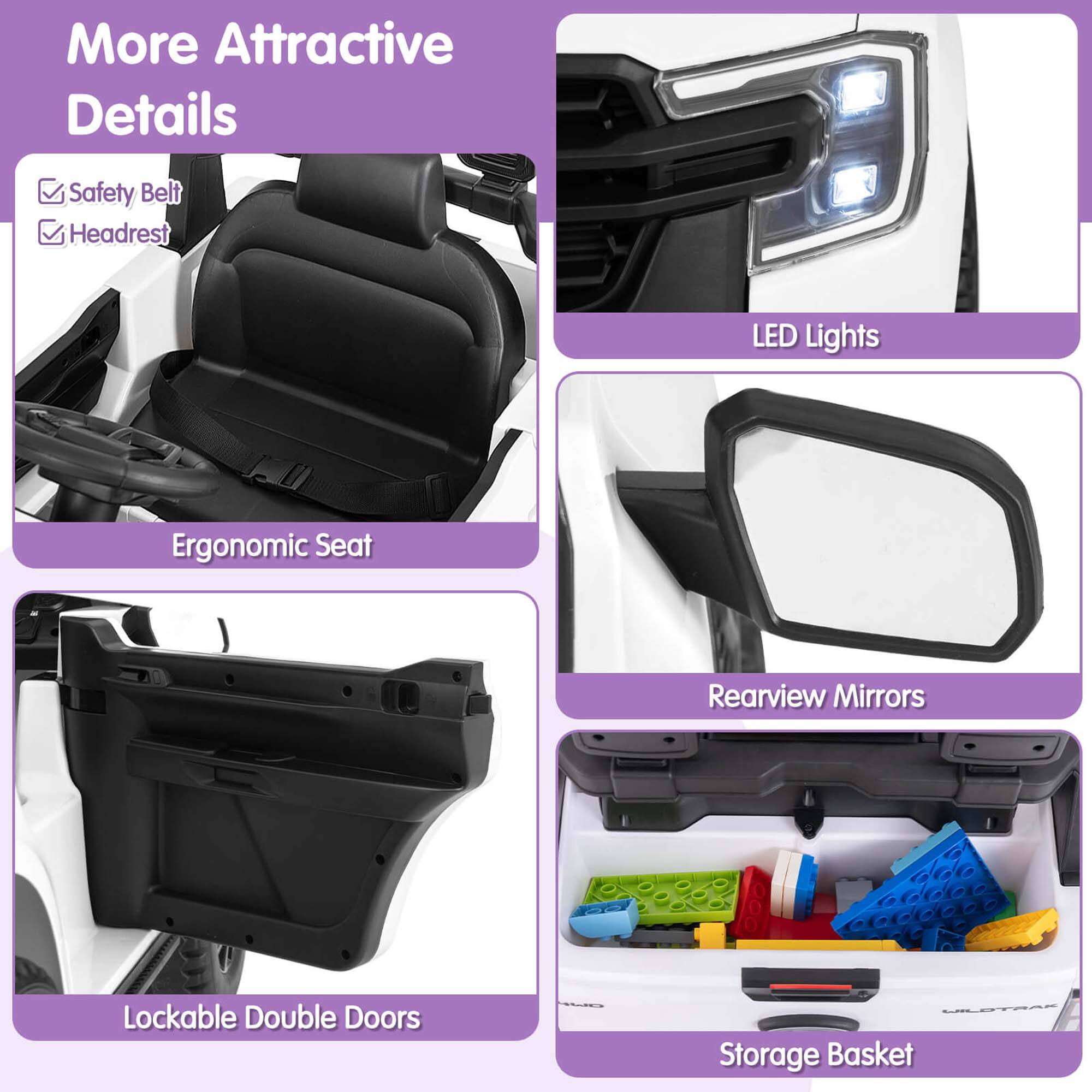 More Attractive Details

- Safety Belt
- Headrest
- Ergonomic Seat
- LED Lights
- Rearview Mirrors
- Lockable Double Doors
- Storage Basket