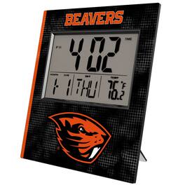 Keyscaper - Oregon State Beavers Cross Hatch Digital Desk Clock - Multicolor
