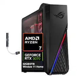 ASUS - Upgraded - ROG Strix GA15 Desktop PC (Ryzen 7 5800X, 32GB, 2TB SSD, RTX 3070, Bluetooth 5.1, Win 11 Home) w/USB Hub - Black