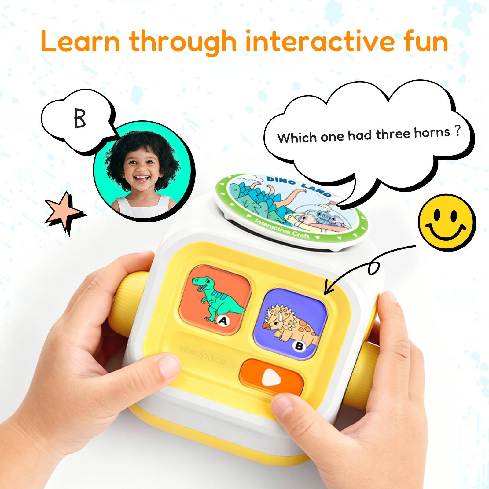 Learn through interactive fun

Which one had three horns?
DINO LAND Interactive Craft
A sadpace