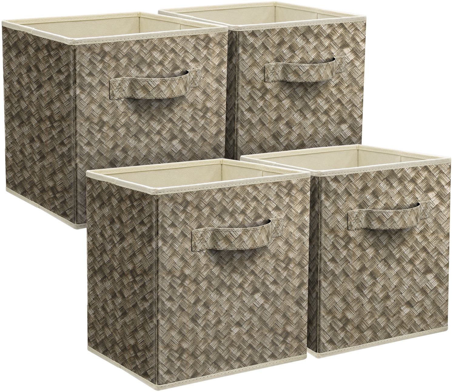 Sorbus - Foldable Storage Cubes, 6 Fabric Baskets for Organizing Pantry, Closet, Shelf, Nursery, Playroom, Toy Box - Woven Beige