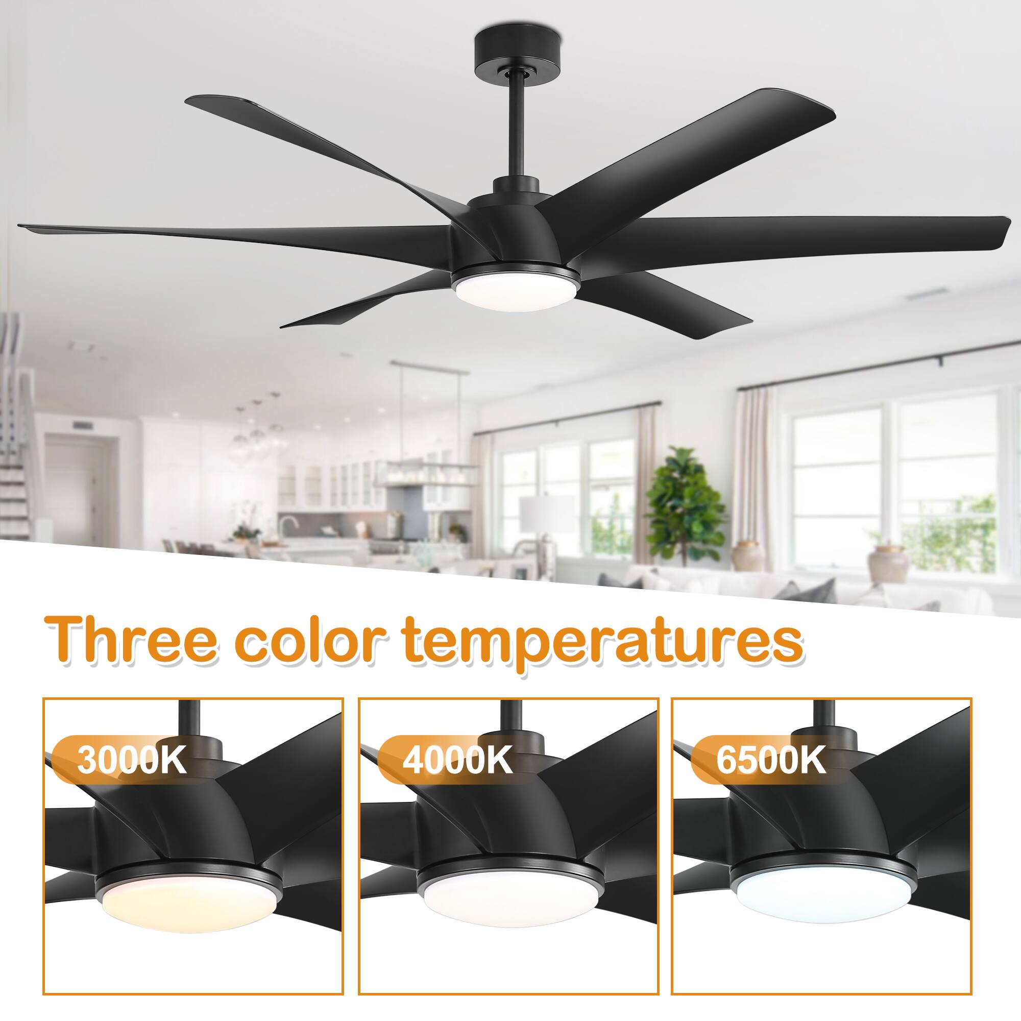 Three color temperatures 3000K, 4000K, 6500K