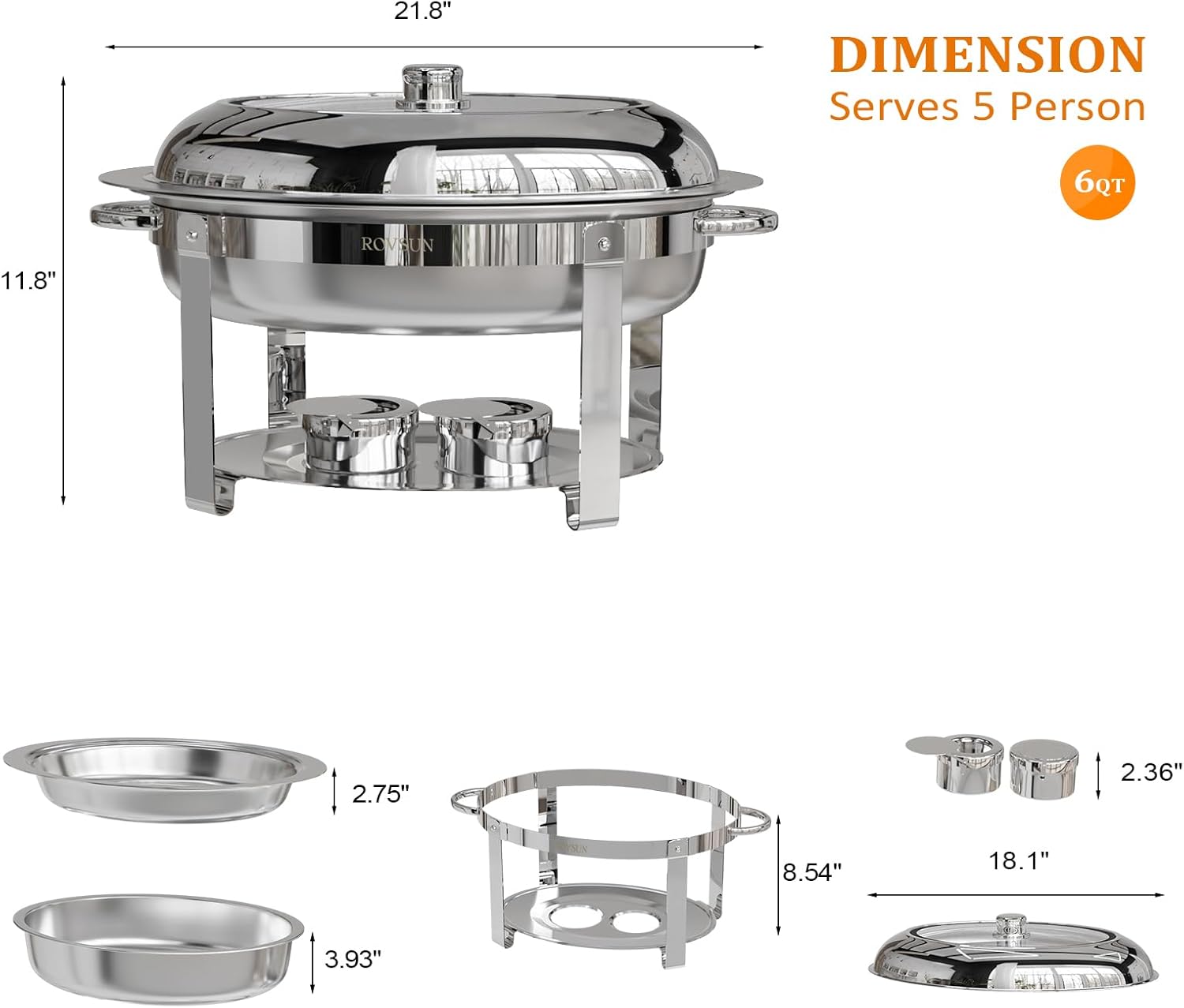 21.8"  
11.8"  
8.54"  
18.1"  
3.93"  
2.75"  
2.36"  

DIMENSION  
Serves 5 Person  
6QT