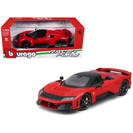 Ferrari F80 Red with Black Top "Race + Play" Series 1/24 Diecast Model Car by Bburago