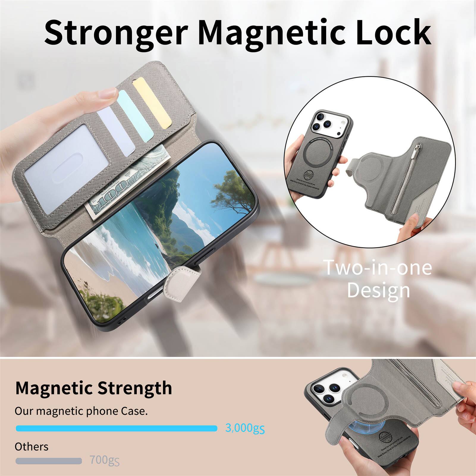Stronger Magnetic Lock

Two-in-one Design

Magnetic Strength

Our magnetic phone Case. 3,000gs

Others 700gs