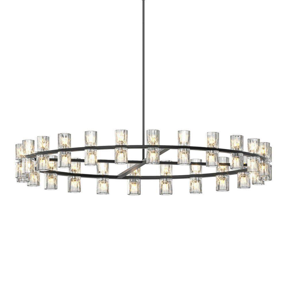 Angle. Kadyn - 48 Inches Luxury Chandeliers Crystal Living Room Decorative Lights Simple Modern Dining Room LED Lighting, Black - Black.