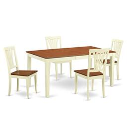 FurniFact - Elegant Kitchen Table Set – Solid Wood Dining Room Table Set for 4 - Buttermilk & Cherry