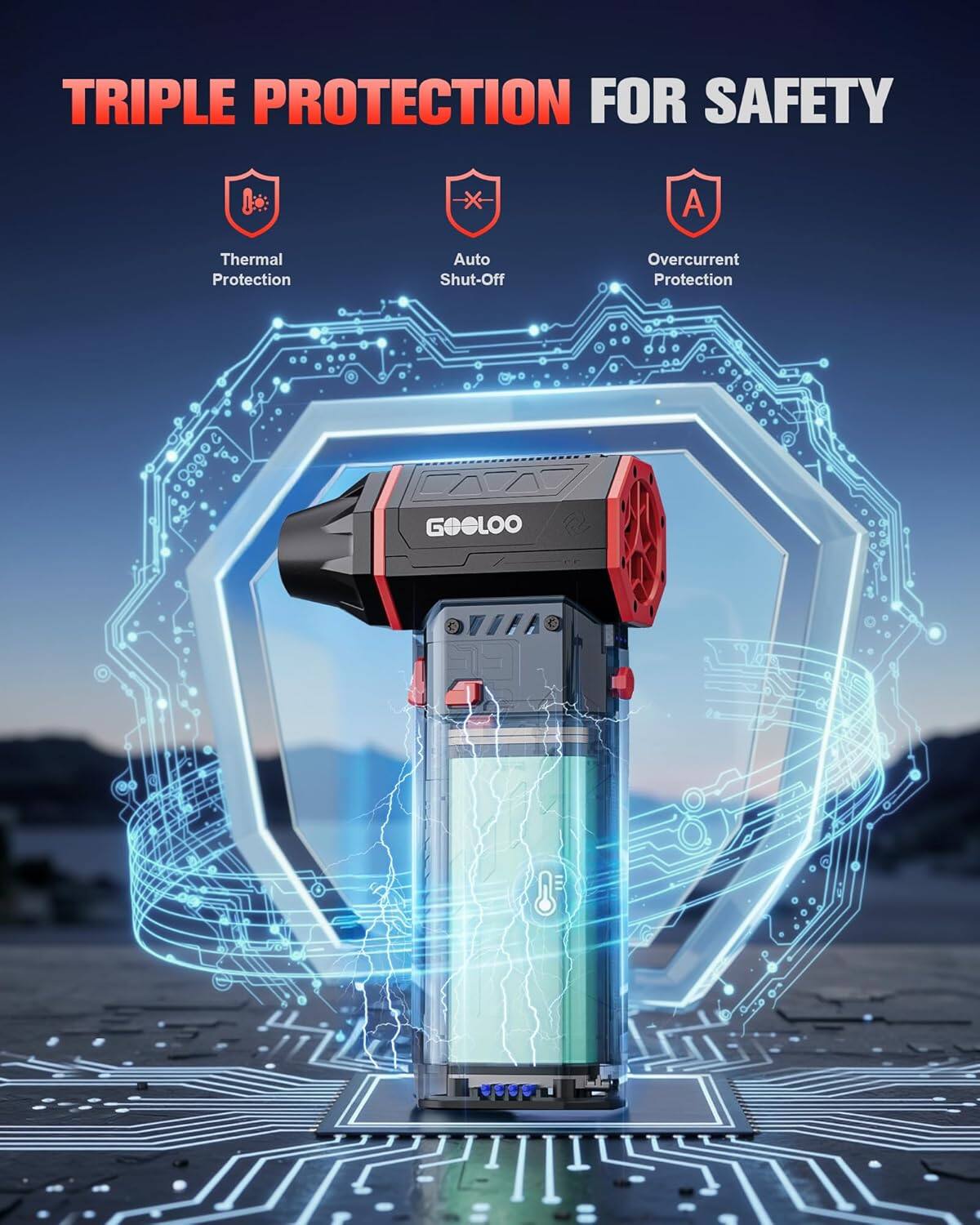 TRIPLE PROTECTION FOR SAFETY

- Thermal Protection
- Auto Shut-Off
- Overcurrent Protection

GOGLOO