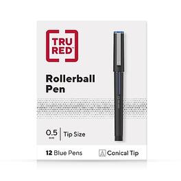 TRU RED - Rollerball Pens, Conical Tip, Dozen/Pack - Blue