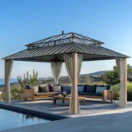 SUNJOY - 16X12 Kingston PC Top Rectangular Gazebo Wood Grain
