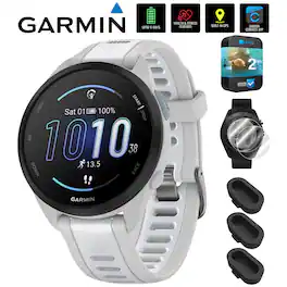 Garmin - Forerunner 165 Smart Sport Watch, Mist Gray +Whitestone + 2 Year Extended Warranty Bundle - Gray/Whitestone - (2024)