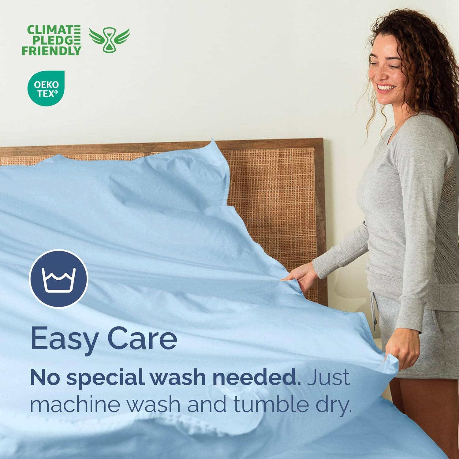 CLIMATE PLEDGE FRIENDLY  
OEKO TEX  

Easy Care  
No special wash needed. Just machine wash and tumble dry.