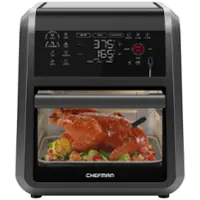 Chefman - ExacTemp 12 Quart 5-in-1 Air Fryer with Integrated Smart Thermometer, 28 Presets - Black - Front_Zoom