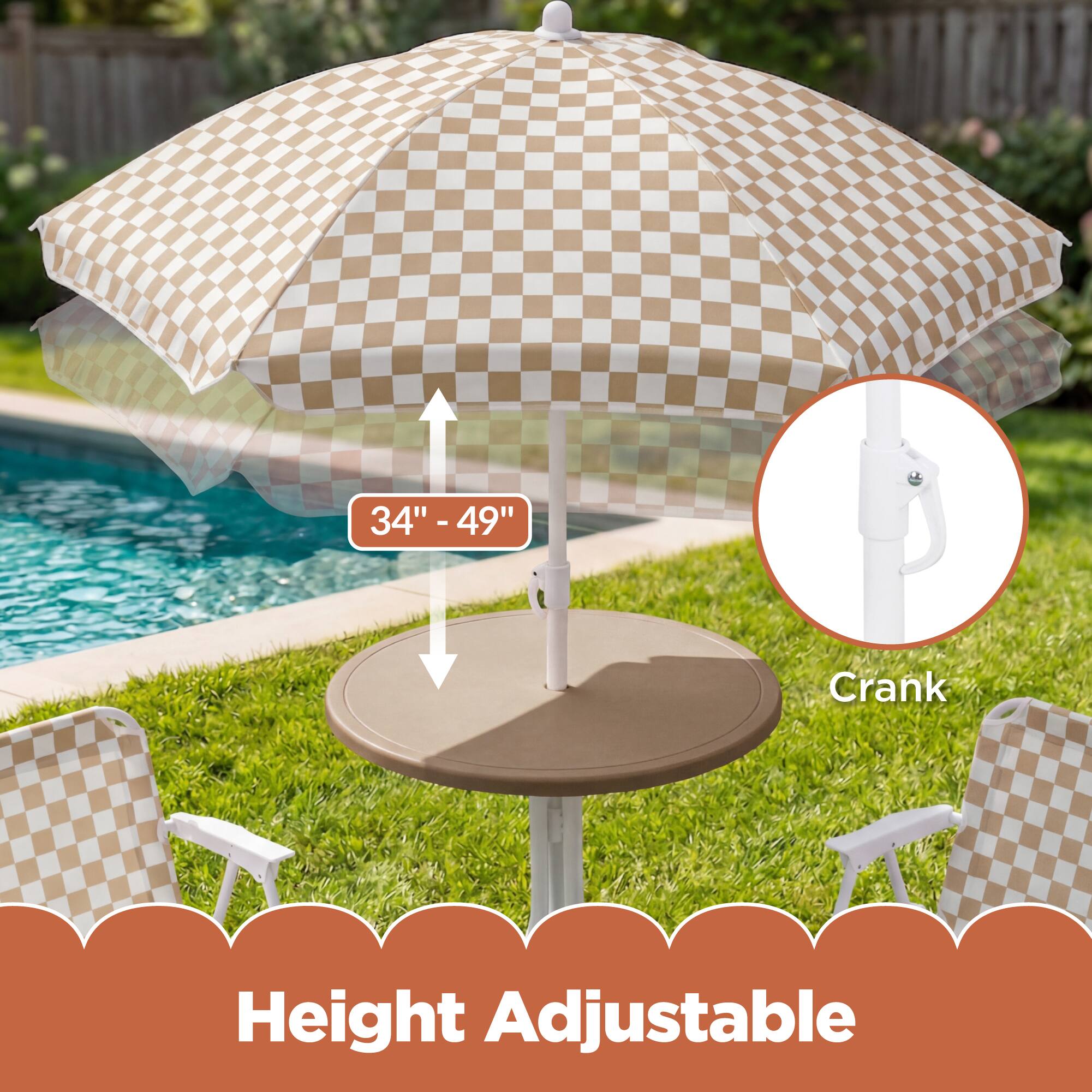 34" - 49"  
Crank Height Adjustable  
Height Adjustable