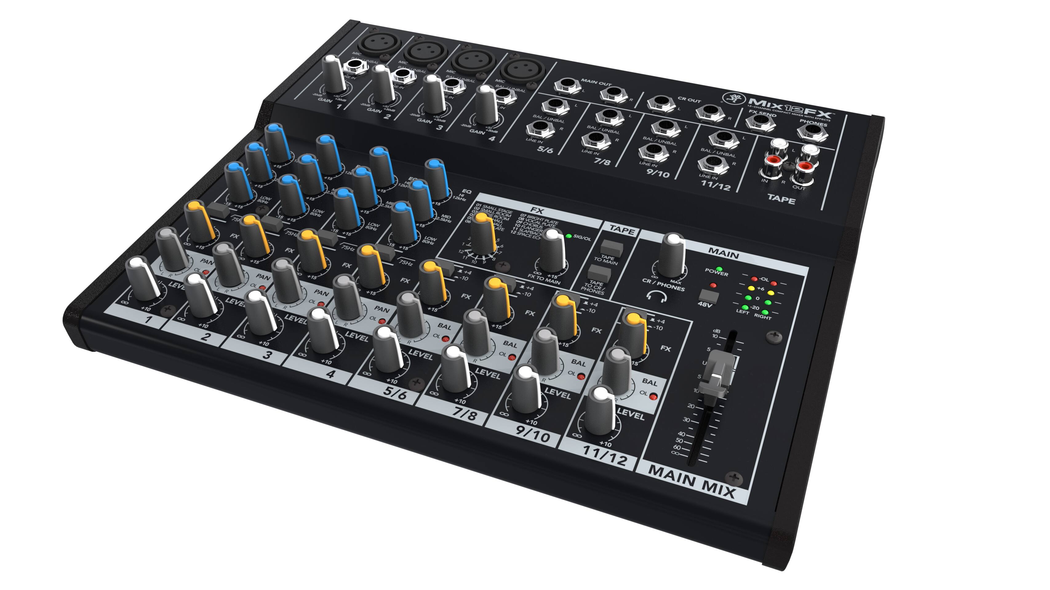 Angle. Mackie - Mix12FX Compact Mixer - Black.