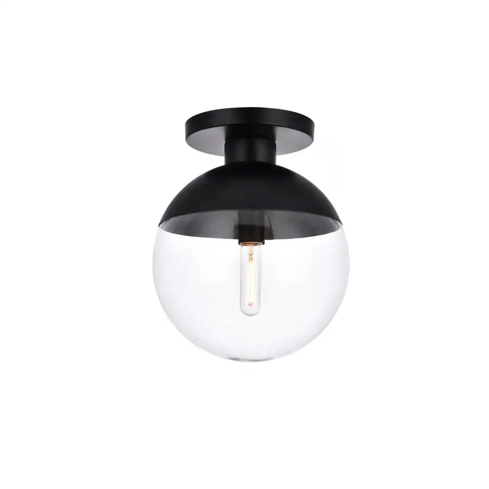 Alt View 2. Living District - Eclipse 1 Light Black Flush Mount With Clear Glass - Black And Clear.