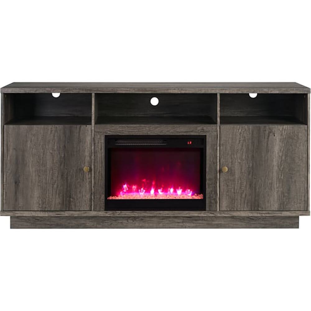 Angle. Lilola Home - Ambrose 70" TV Stand with Fireplace - Gray - Gray.