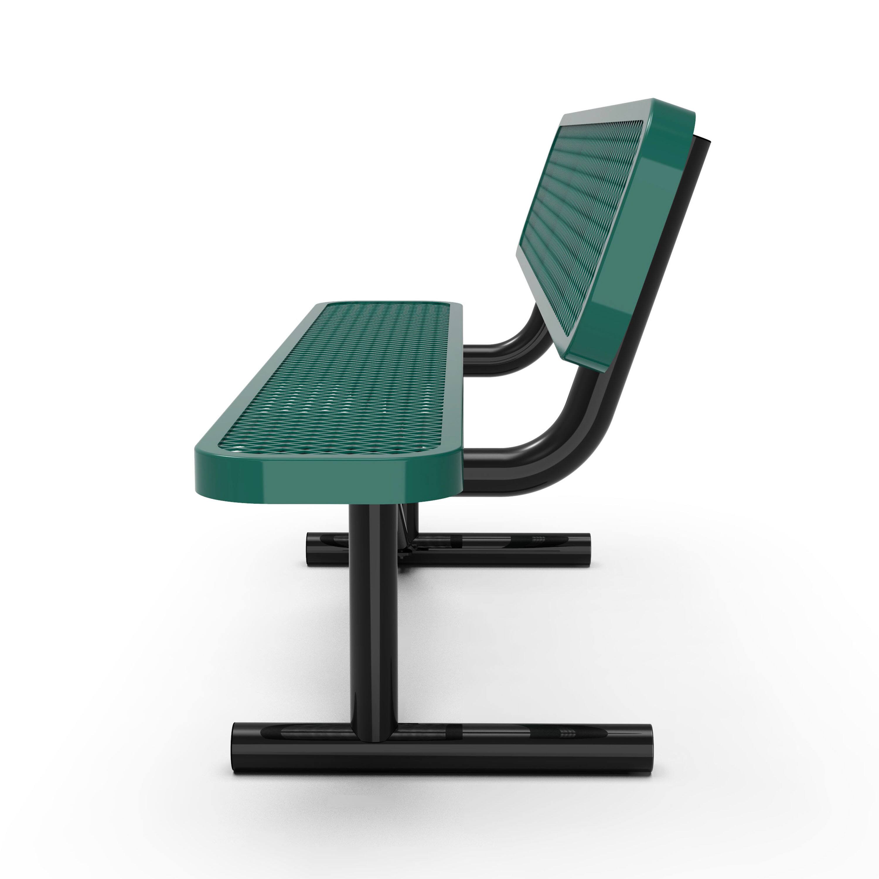 Left. Flash Furniture - Sigrid 6' Outdoor Bench with Backrest, Commercial Grade Green Expanded Metal Mesh Seat and Backrest and Black Steel Fram - Green.
