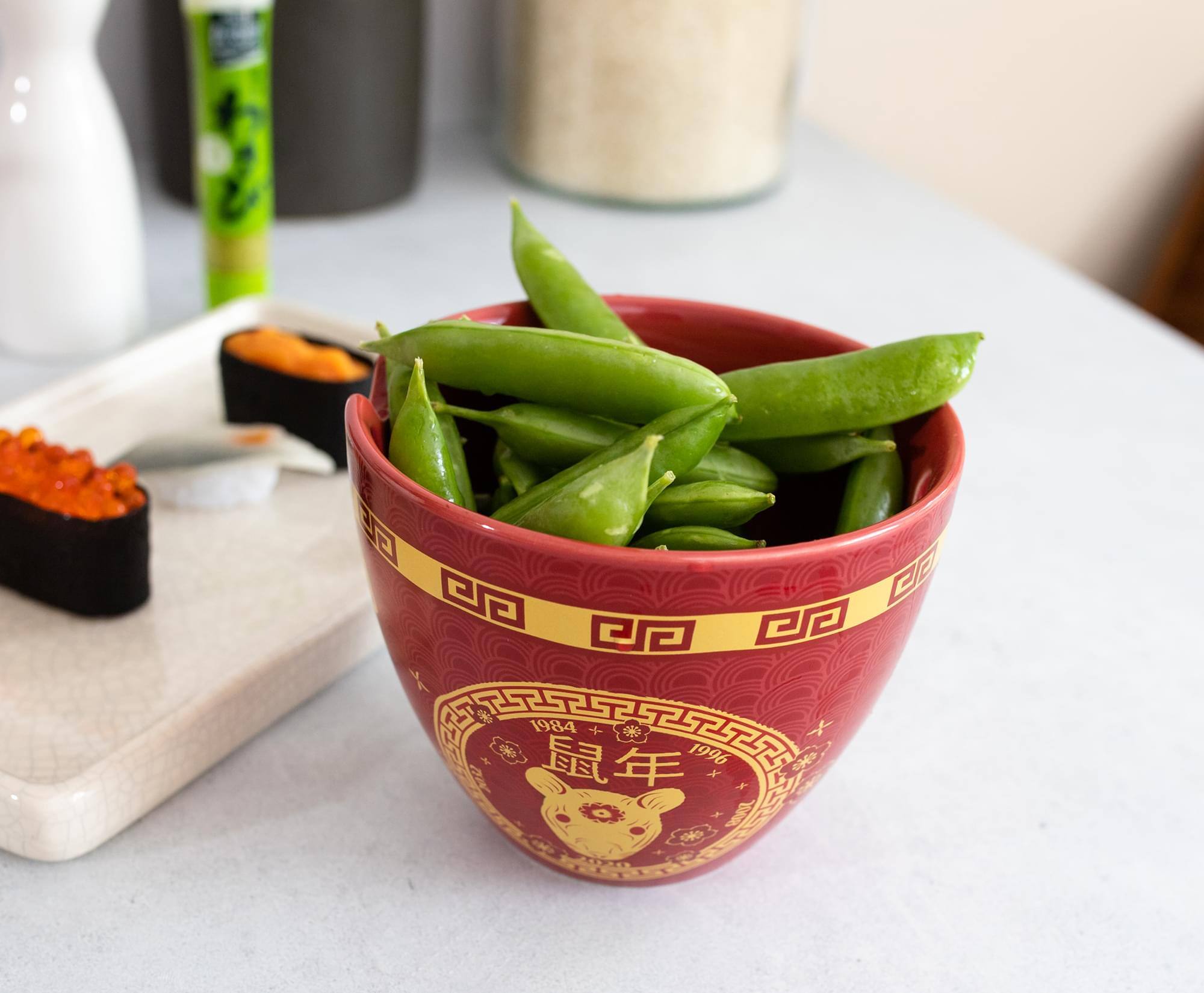 Alt View 3. Boom Trendz - Year Of The Rat Chinese Zodiac 16-Ounce Ramen Bowl and Chopstick Set - Red.