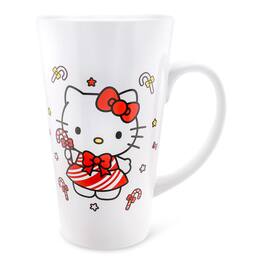 Silver Buffalo - Sanrio Hello Kitty Holiday Candy Cane Ceramic Tall Latte Mug | Holds 16 Ounces - Red