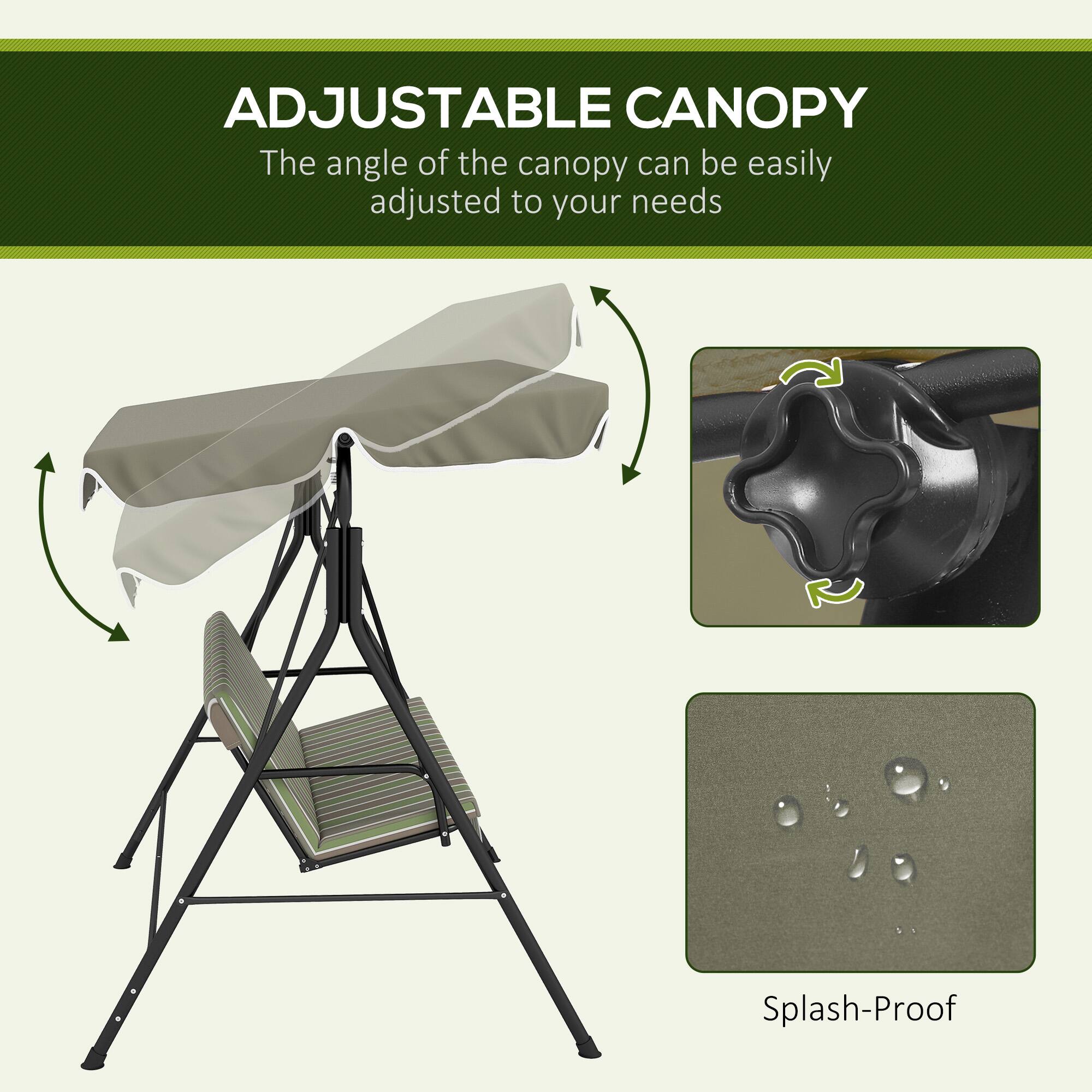 ADJUSTABLE CANOPY  
The angle of the canopy can be easily adjusted to your needs  

Splash-Proof