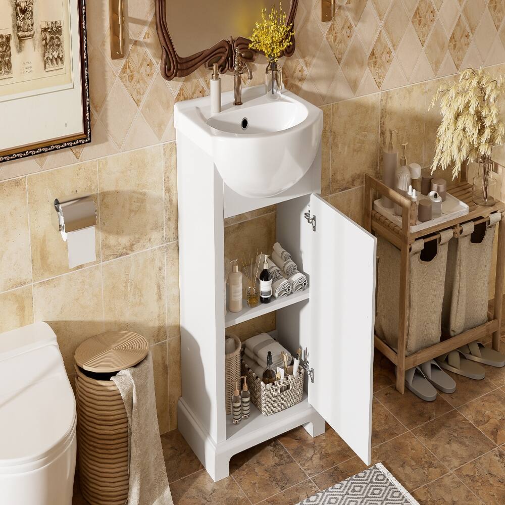 Alt View 10. Loheer - Loheer 20 inch bathroom vanity with sink, Freestanding Single Vanity White, French Style - White.