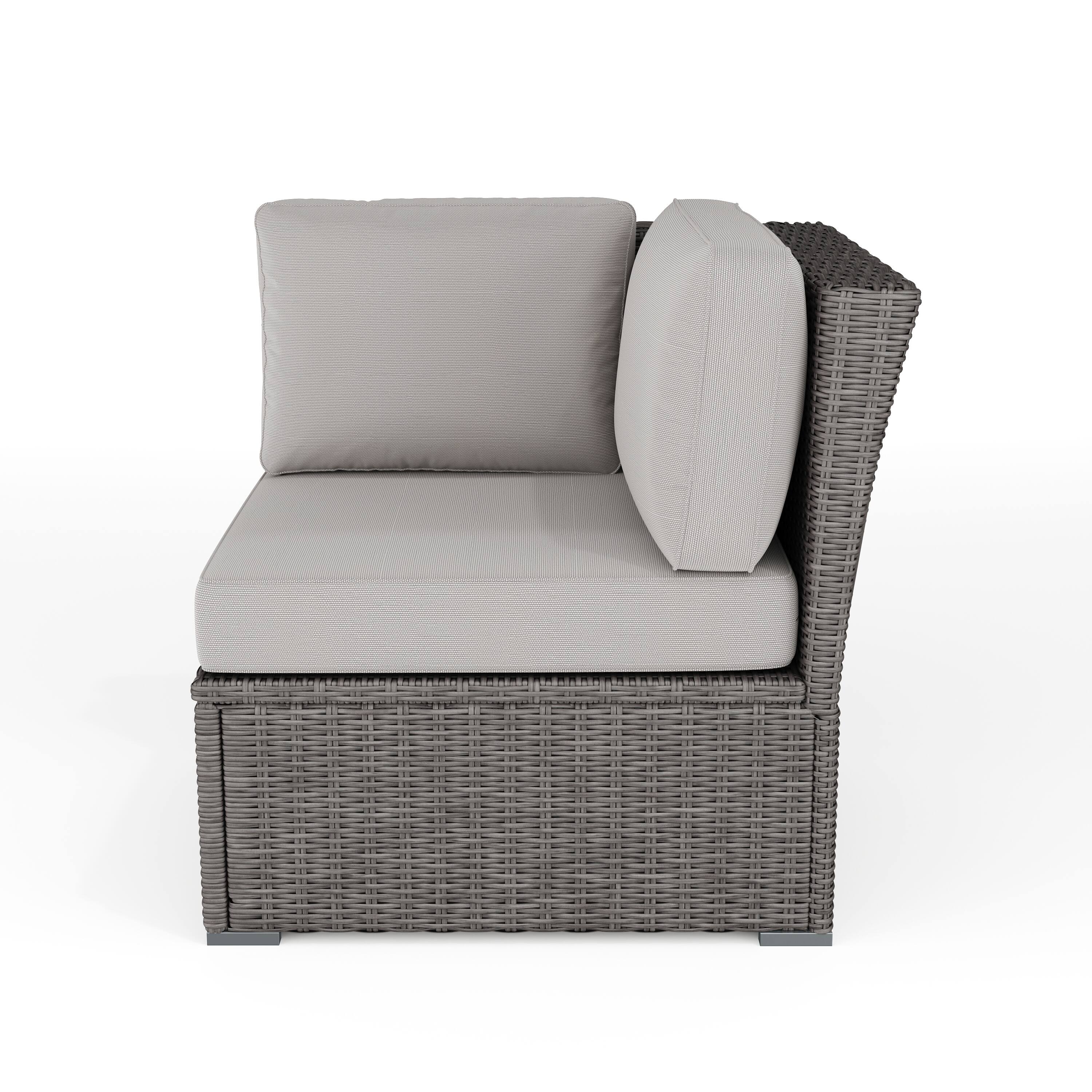 Alt View 9. Martha Stewart - Bedford Outdoor Modular Rattan Wicker Patio Sectional Sofa Corner Seat - Gray Cushions/Gray Frame.