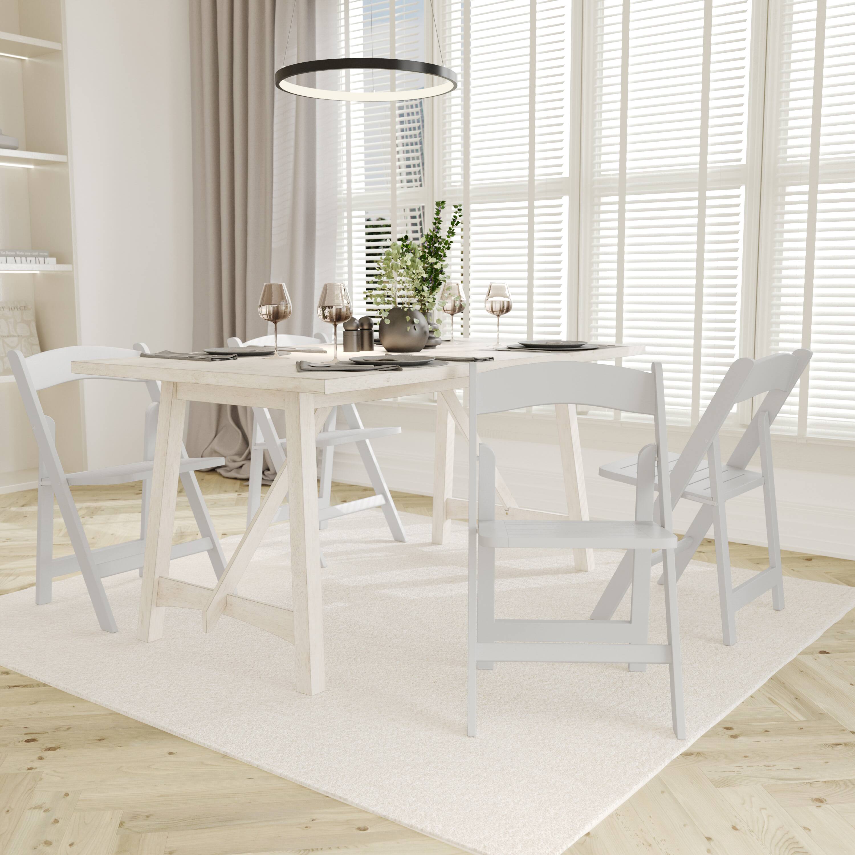 Alt View 2. Emma + Oliver - Magill Set of 4 Solid Wood Foldable Dining Chairs - White.