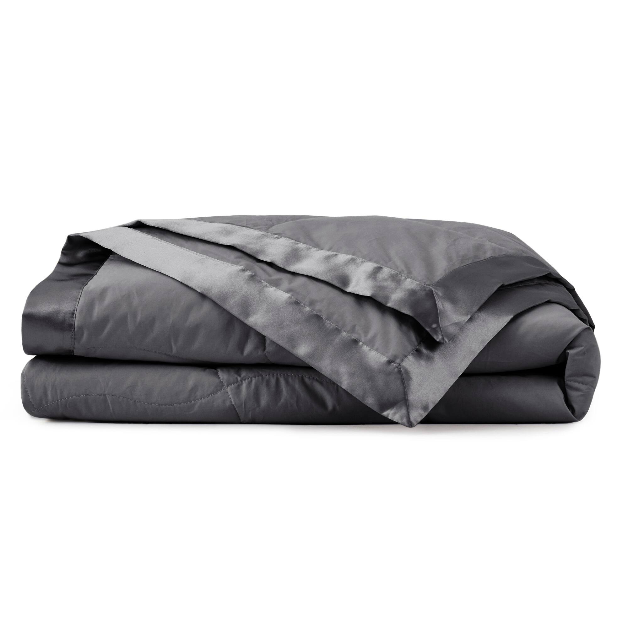 Alt View 1. Peace Nest - Peace Nest Ultra-Lightweight Down Blanket with Satin Trim, Dark Gray, 90x108 inches - Dark Gray.