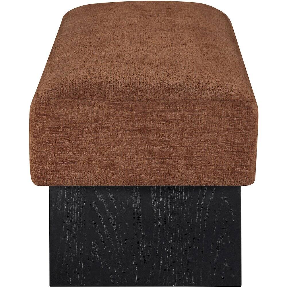 Alt View 3. Meridian Furniture - Alora Cognac Fabric Bench - Brown.