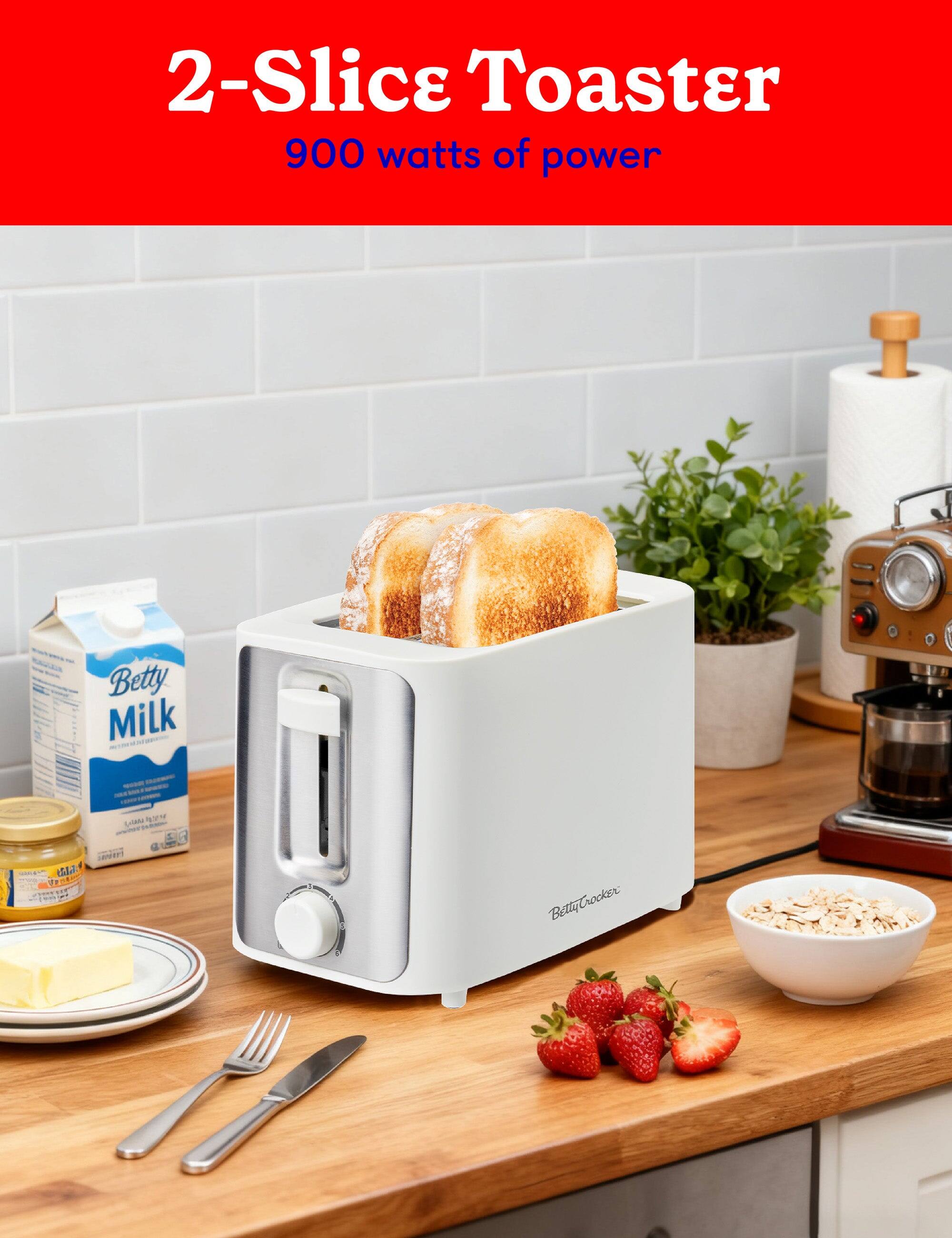 2-Slice Toaster  
900 watts of power  

Betty Crocker