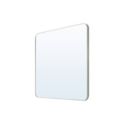 Front. WELLFOR - 36 in. W x 36 in. H Square Aluminum Framed Wall-Mounted Bathroom Vanity Mirror - Brushed Nickel.