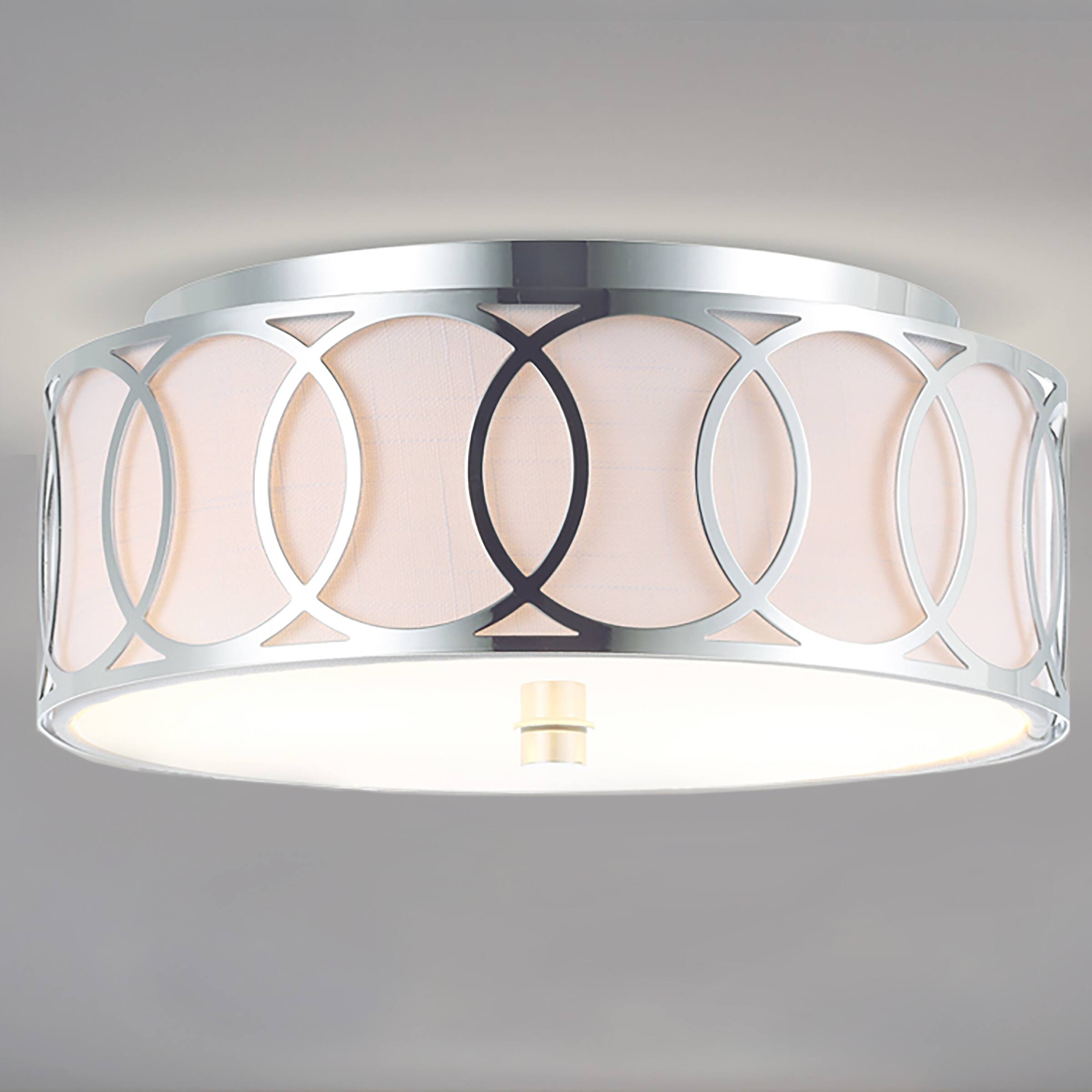 Alt View 1. Jonathan Y - Aria 2-Light 12.25" Metal LED Flush Mount, Chrome - Chrome.