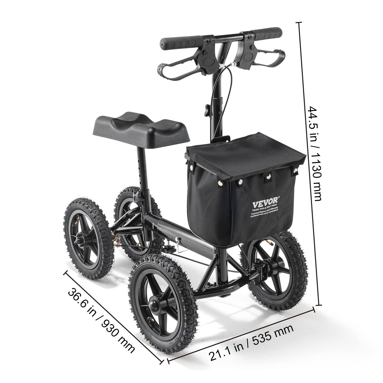 VEVOR  
44.5 in / 1130 mm  
36.6 in / 930 mm  
21.1 in / 535 mm