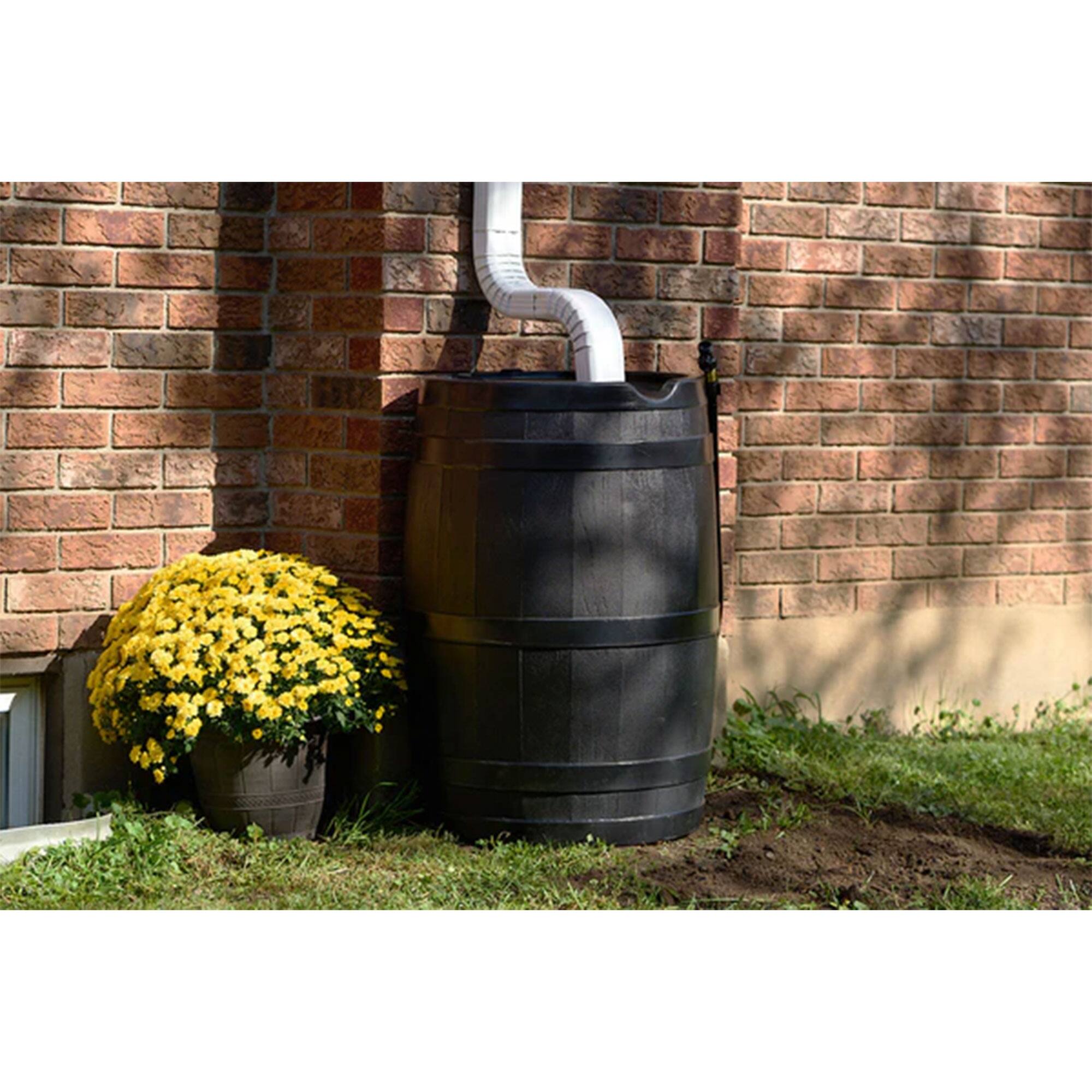 Alt View 3. FCMP Outdoor - FCMP Outdoor RC45 45 Gallon Outdoor Rain Water Catcher Barrel Container, Black - Black.