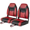 Front. Costway - Costway 2 Pack High Back Folding Boat Seats with Sponge Cushion & Flexible Hinges - Black,Red.
