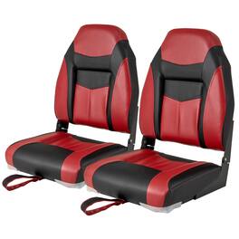 Costway - 2 Pack High Back Folding Boat Seats with Sponge Cushion & Flexible Hinges - Black,Red