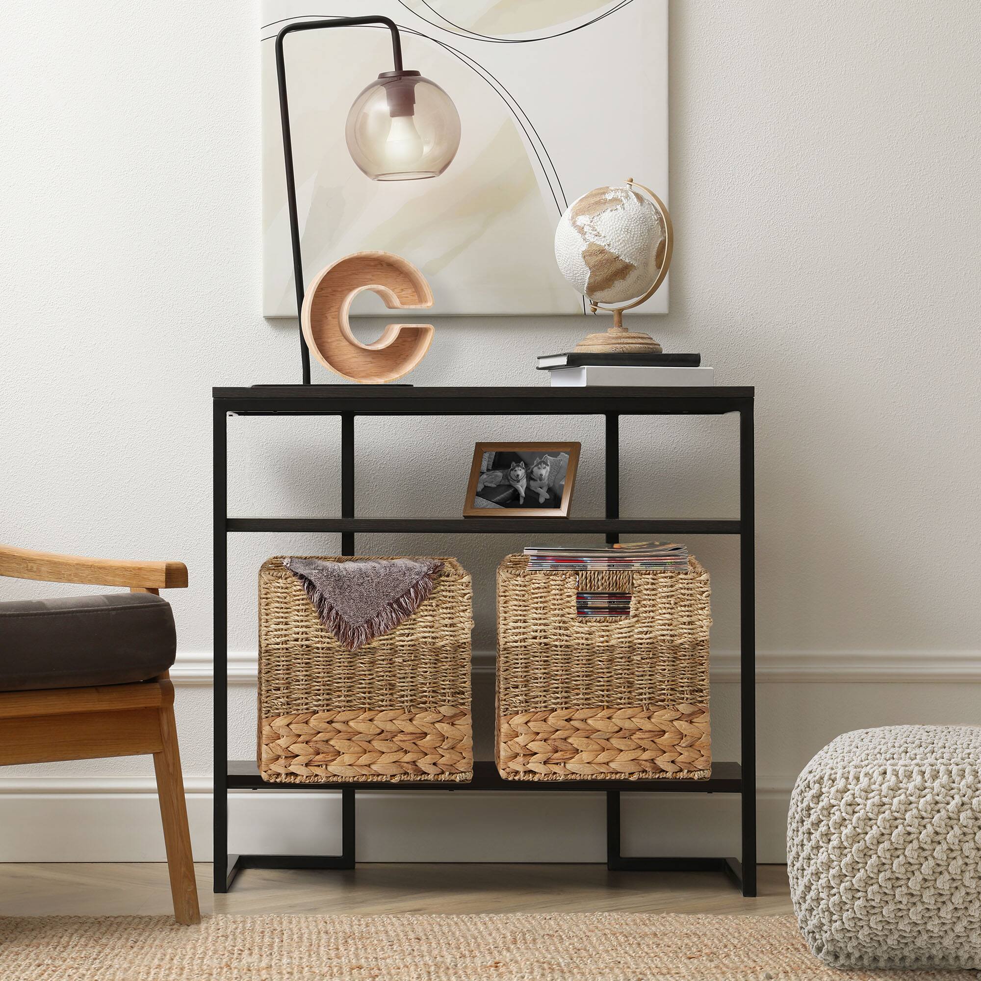 Alt View 1. Casafield - 13 x 13-in Water Hyacinth Storage Baskets - 6 Pack - Natural, Mixed Weave.